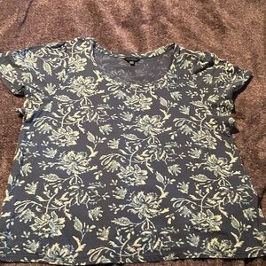 Lucky Brand Navy Floral Short Sleeve Top -XXL